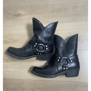 Ariat Black Leather Harness Short Ankle Boots Western Style 97652 Women's Size 8